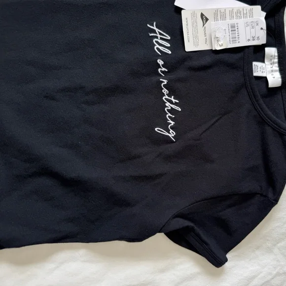 Black Crop Top with Script - Picture 6 of 7